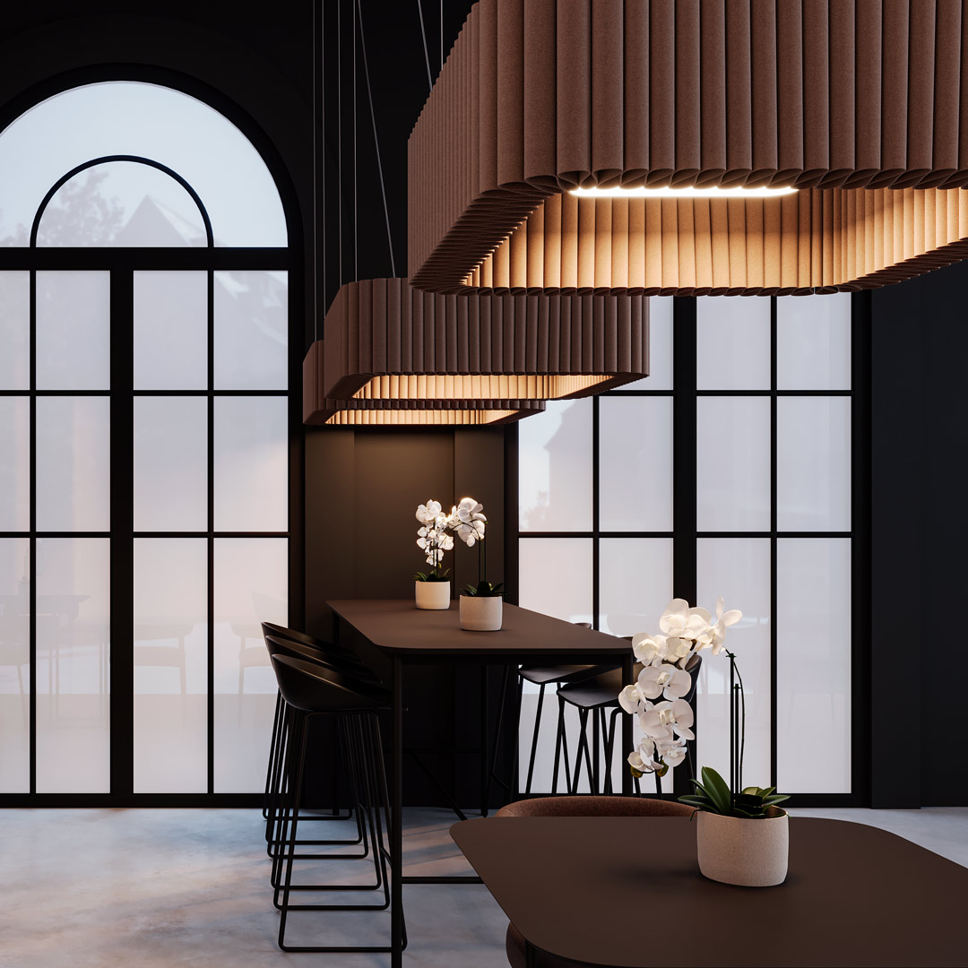 Deckenobjekt Welle mit Leuchte, quadratisch